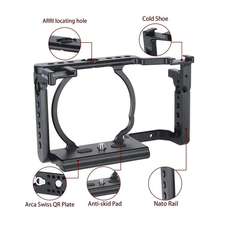 NICEYRIG حامل كاميرا NICEYRIG لكاميرات سوني A6400 A6500 A6100، مع ثقب تحديد 1/4'' 3/8''، سكة NATO وحذاء بارد - 343 - Image 4